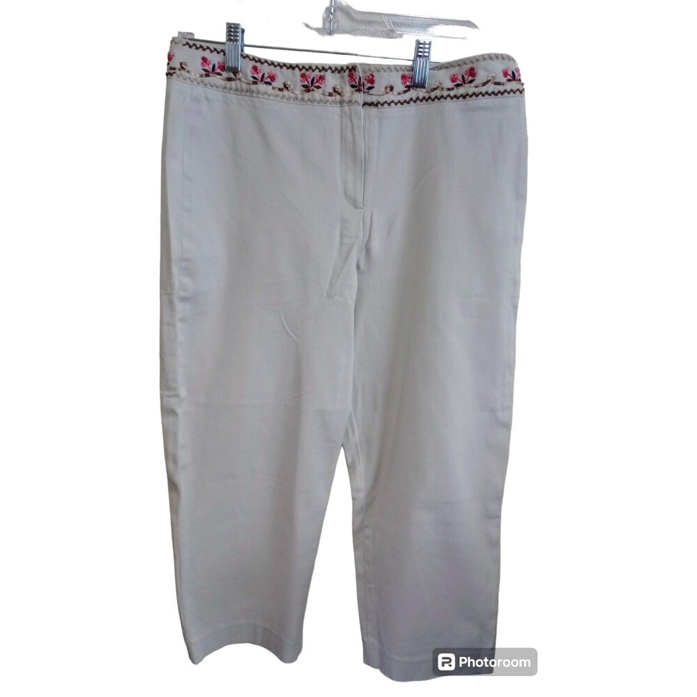 Larry Levine Capri Pants‎ Sport Stretch Embroidered Beaded Boho Size 12